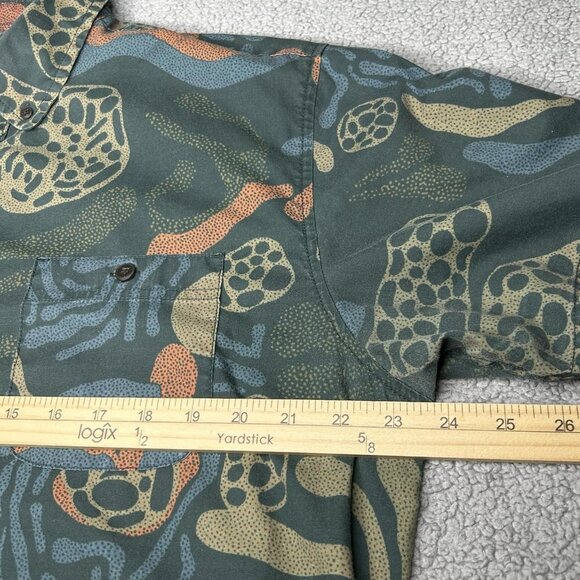 Howler Bros Shirt Mens Large Green Short Sleeve Button Down Abstract Print Surf - Picture 6 of 9